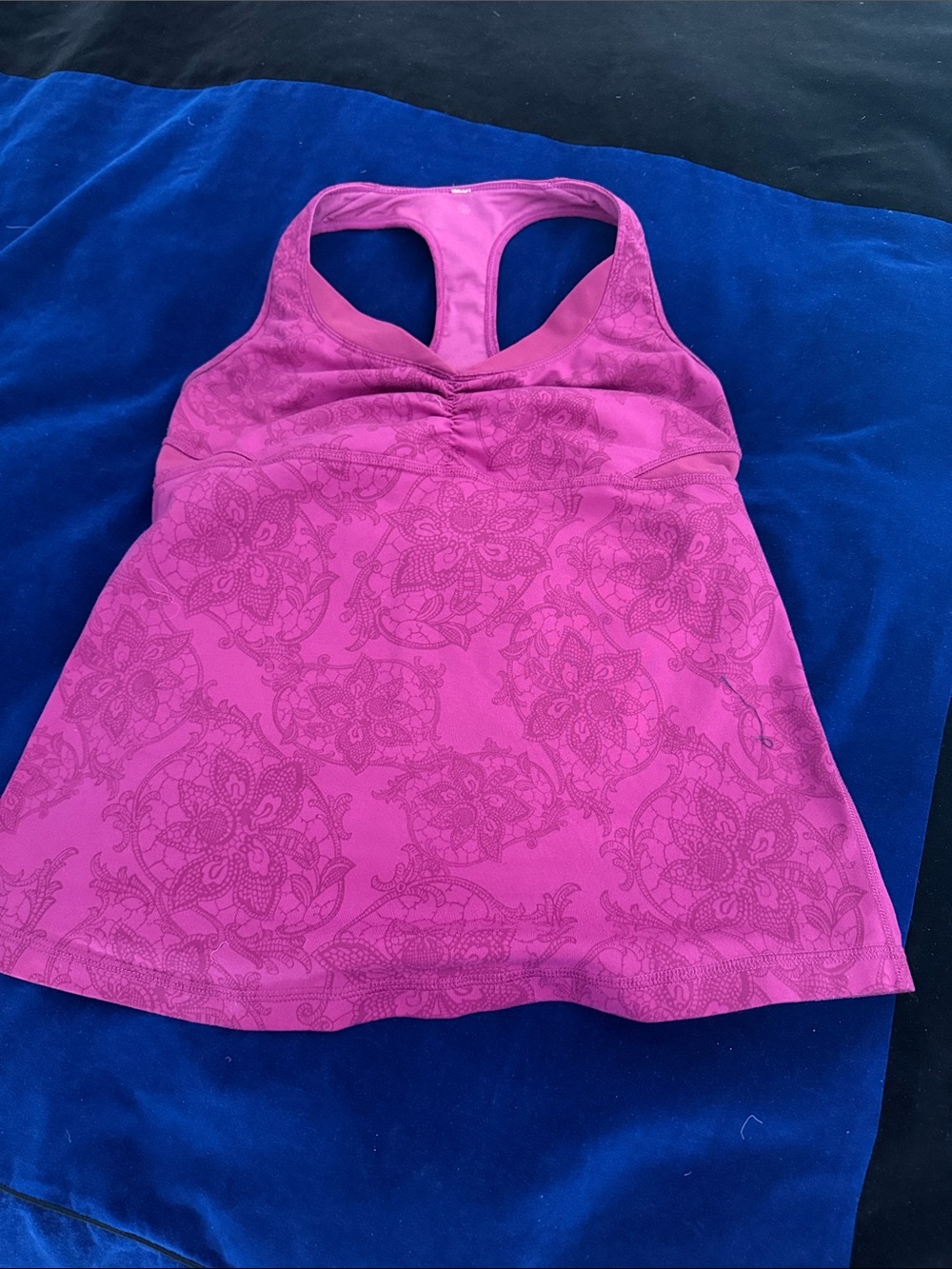 lululemon athletica Pink Racerback Performance Tank with Floral Medallion Print